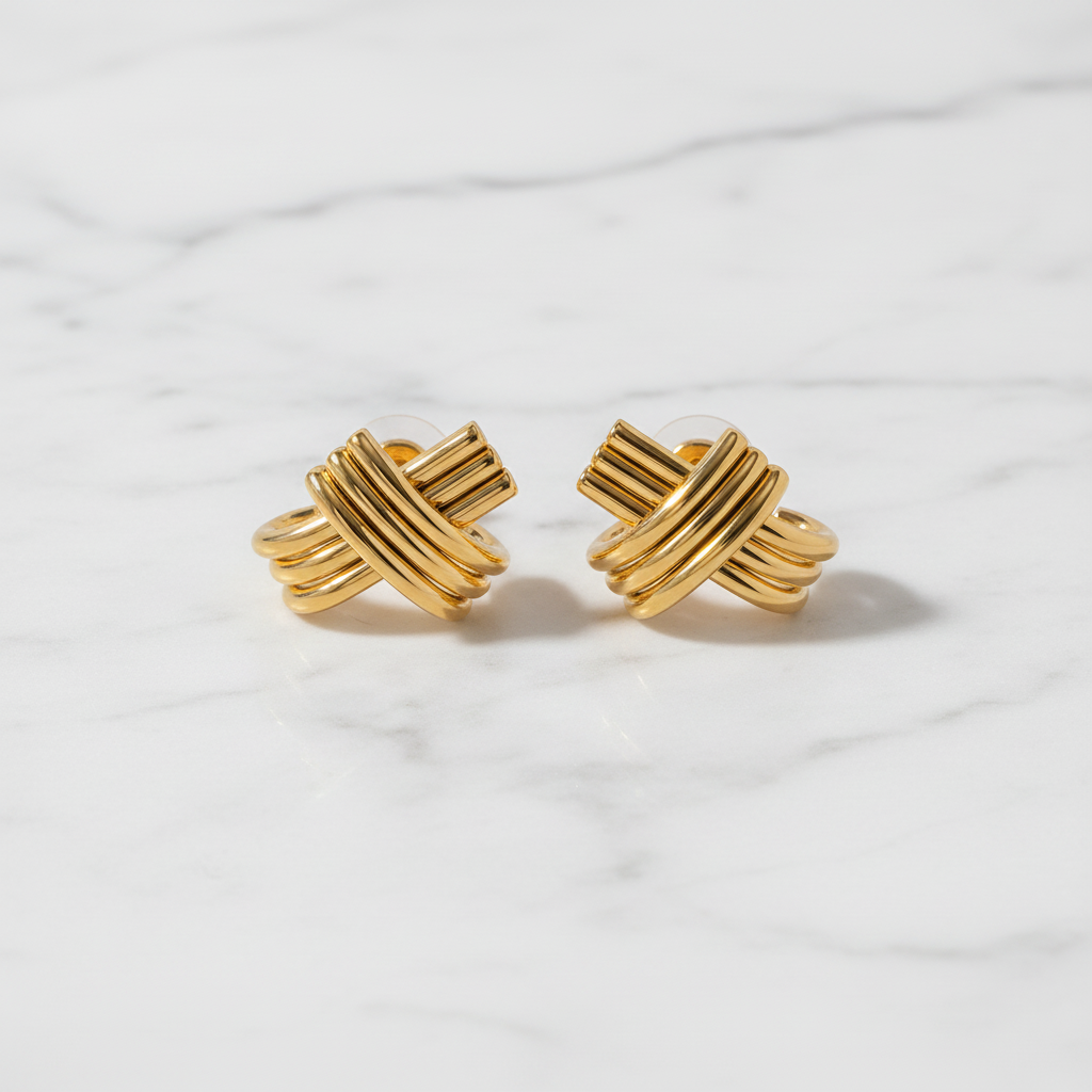 X Earring Flat Lay