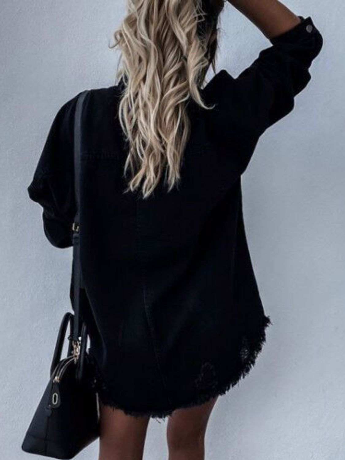 Oversized Raw Hem Denim Jacket