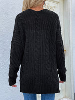 Load image into Gallery viewer, Cable-Knit Open Front Cardigan with Front Pockets
