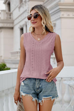 Load image into Gallery viewer, Eyelet V-Neck Tank
