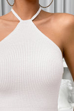 Load image into Gallery viewer, Halter Neck Ribbed Cropped Knit Top
