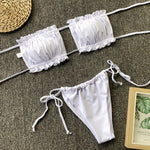 Load image into Gallery viewer, Frill Trim Ruched Bikini Set
