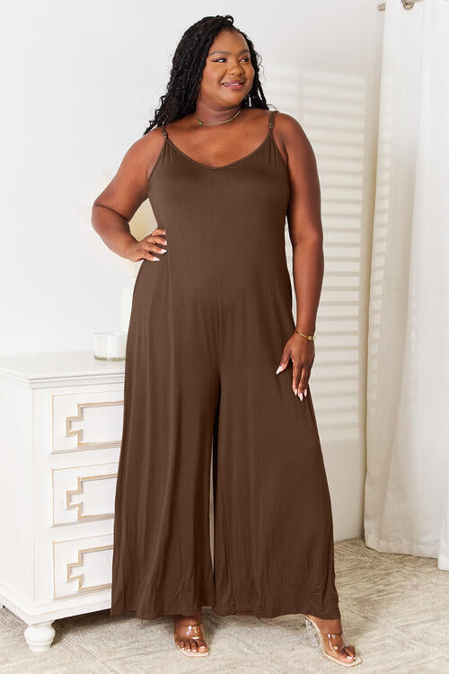 Spaghetti Strap Tied Wide Leg Jumpsuit