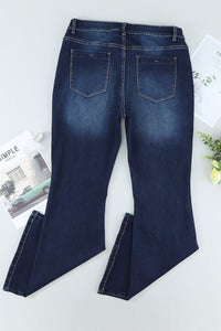 Plus Size Mid-Rise Waist Flare Jeans Pants