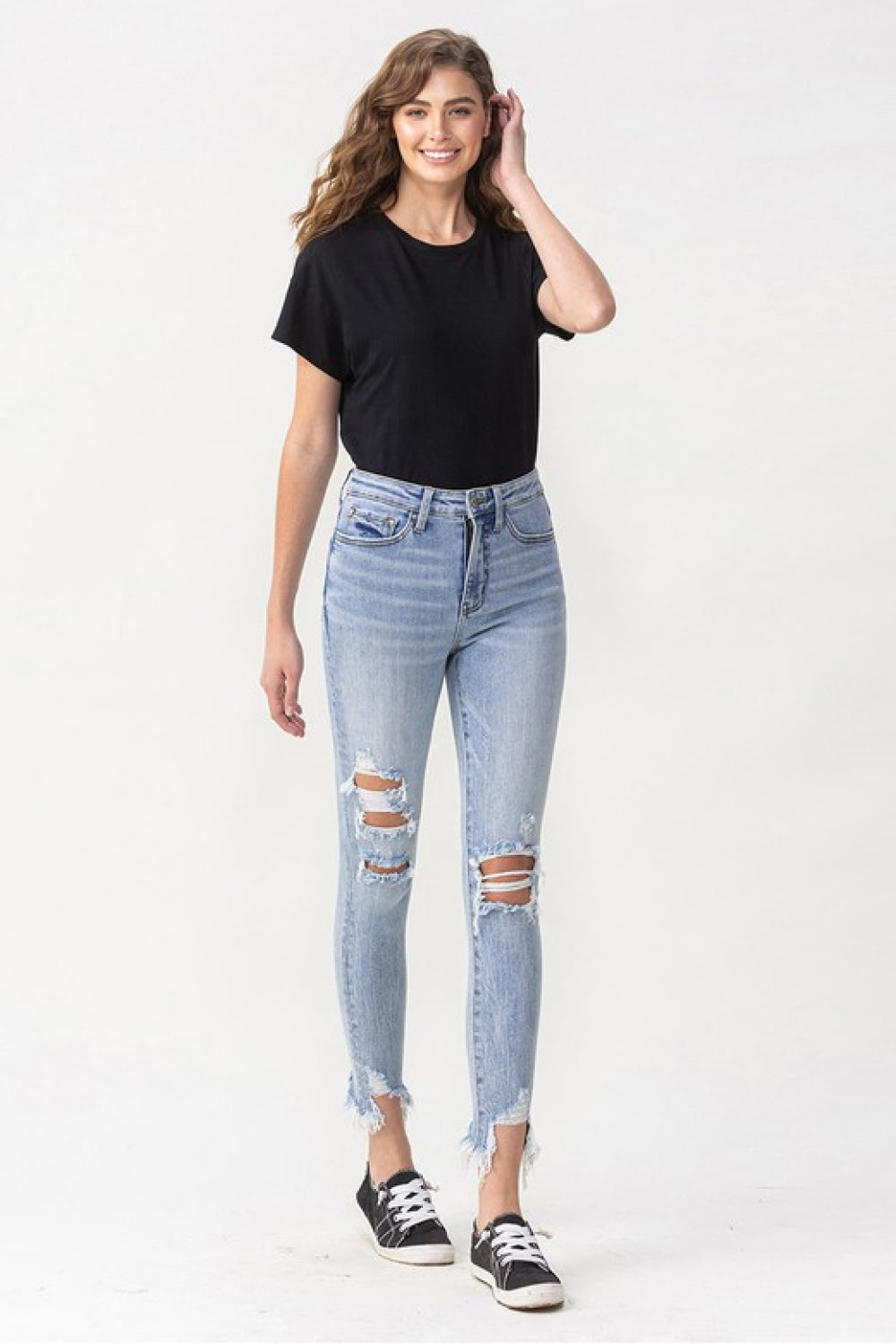 Full Size Lauren Distressed High Rise Skinny Jeans Pants