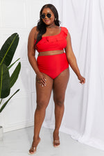 Load image into Gallery viewer, Ruffle One-Shoulder Bikini in Red
