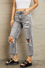 Load image into Gallery viewer, Acid Wash Distressed Straight Jean Pants
