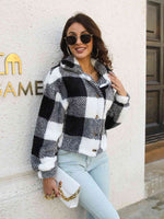 Load image into Gallery viewer, Plaid Dropped Shoulder Buttoned Jacket
