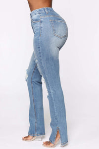 Distressed Slit Jeans Pants