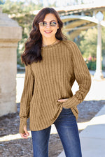 Load image into Gallery viewer, Ribbed Round Neck Long Sleeve Knit Top
