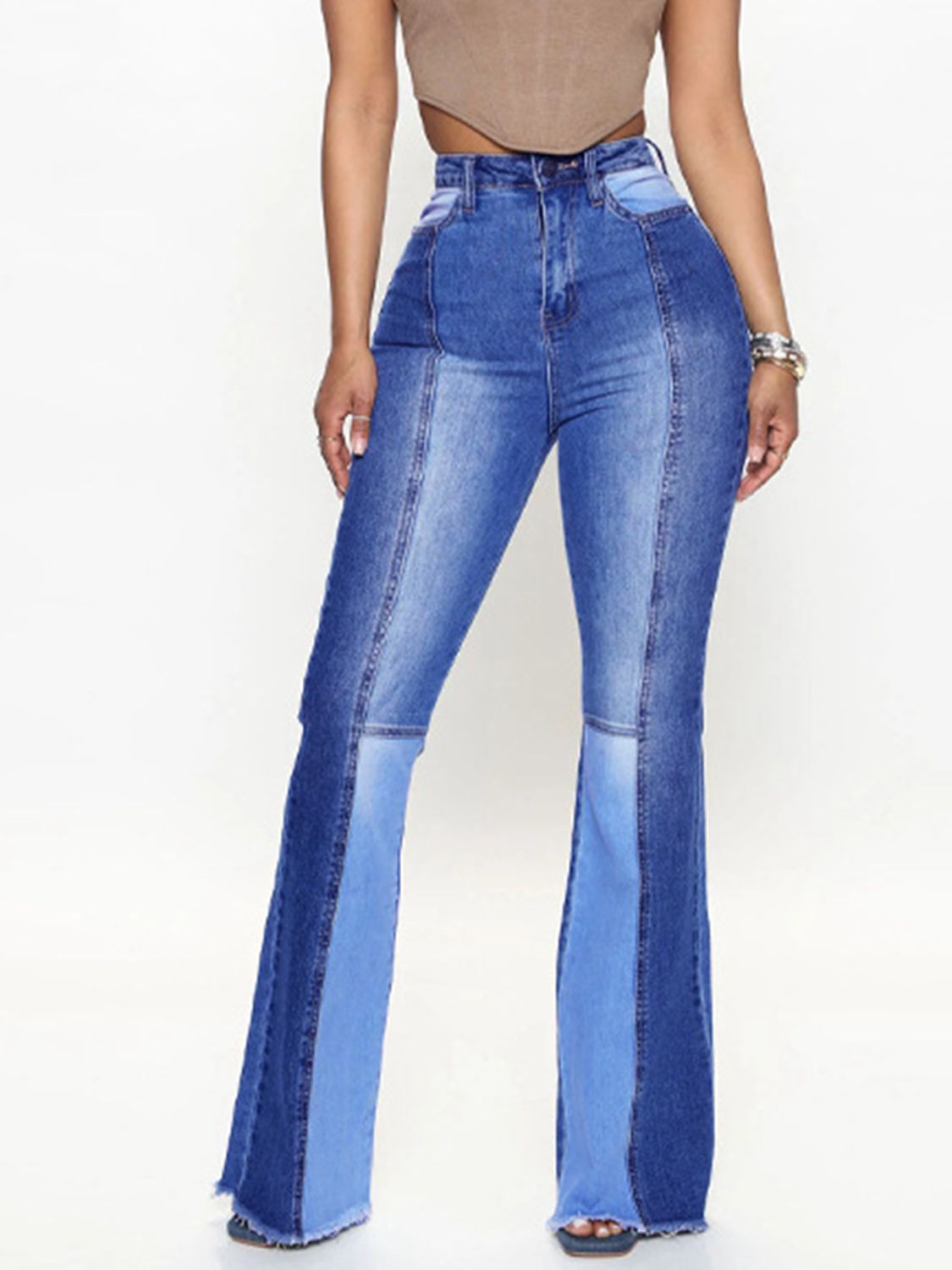 Wide Leg Raw Hem Jeans Pants