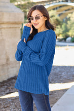 Load image into Gallery viewer, Ribbed Round Neck Long Sleeve Knit Top
