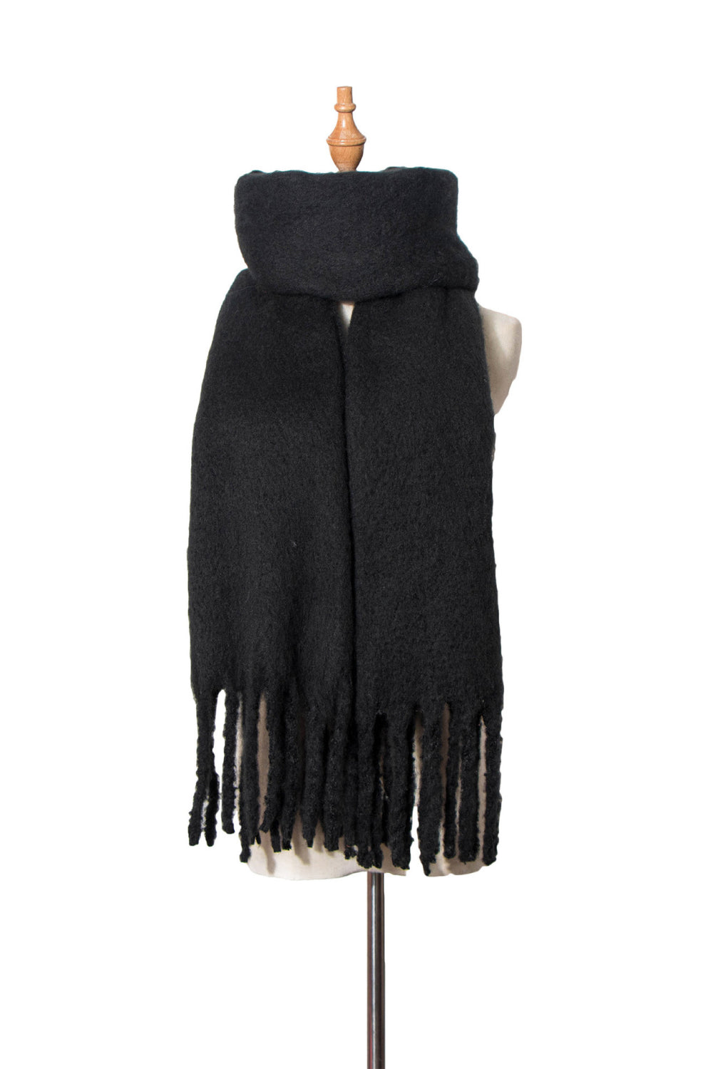 Fringe Detail Polyester Scarf