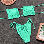 Load image into Gallery viewer, Frill Trim Ruched Bikini Set
