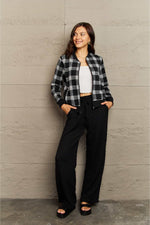 Load image into Gallery viewer, Full Size Plaid Round Neck Long Sleeve Jacket
