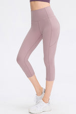 Load image into Gallery viewer, Wide Waistband Cropped Active Leggings with Pockets
