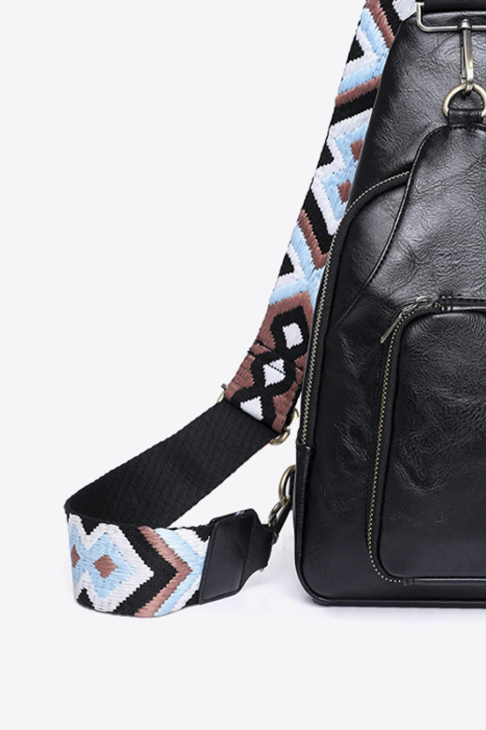 Structured Faux Leather Sling Shoulder Bag