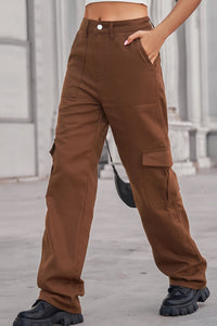 Long Straight Leg Cargo Pants with Pockets