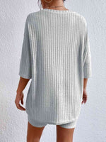 Load image into Gallery viewer, Ribbed Round Neck Top and Shorts Set
