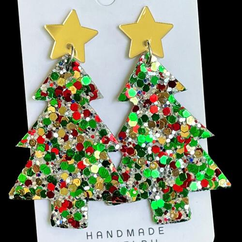 Christmas Tree Acrylic Dangle Earrings