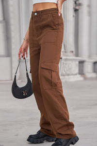 Long Straight Leg Cargo Pants with Pockets