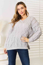 Load image into Gallery viewer, Cable-Knit Hooded Sweater
