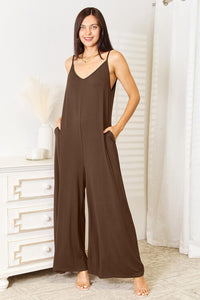 Spaghetti Strap Tied Wide Leg Jumpsuit