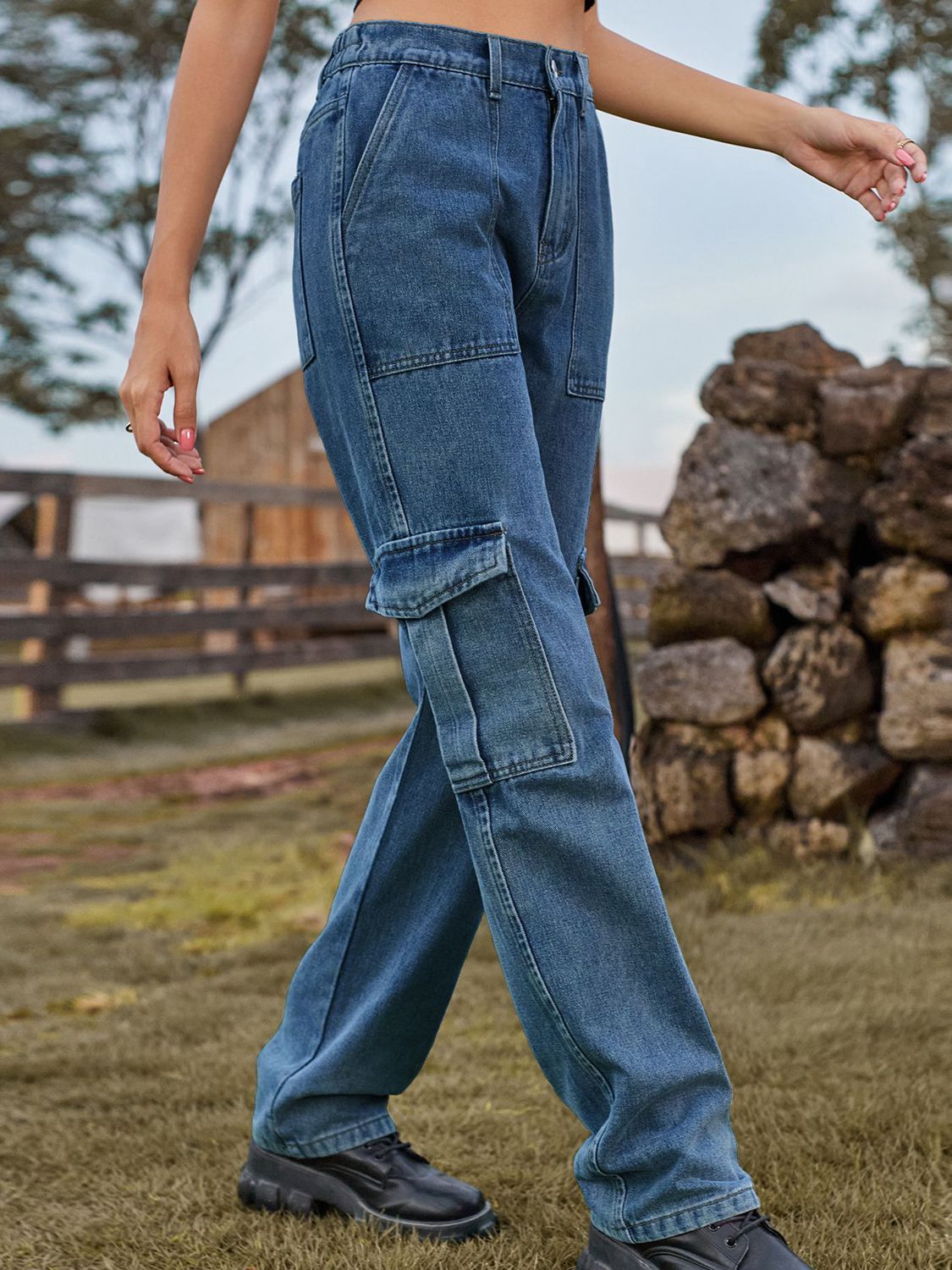 High Waist Wide Leg Cargo Pants