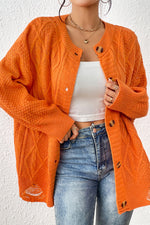 Load image into Gallery viewer, Round Neck Long Sleeve Cardigan
