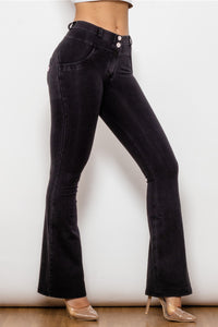 Buttoned Flare Jeans Pants