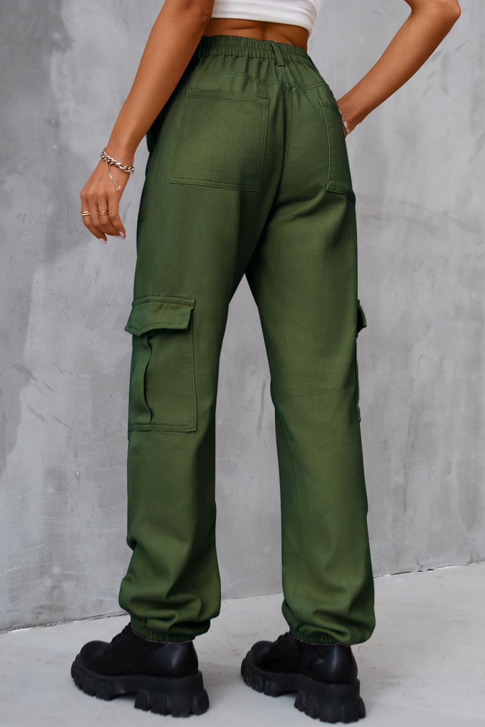 Buttoned High Waist Wide Leg Pants