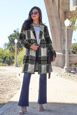 Load image into Gallery viewer, Plaid Button Up Lapel Collar Coat
