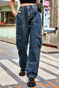 Long Straight Leg Cargo Pants with Pockets