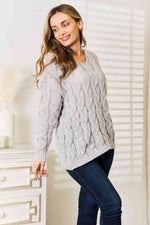 Load image into Gallery viewer, Cable-Knit Hooded Sweater
