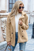 Double-Breasted Lapel Collar Teddy Sherpa Coat
