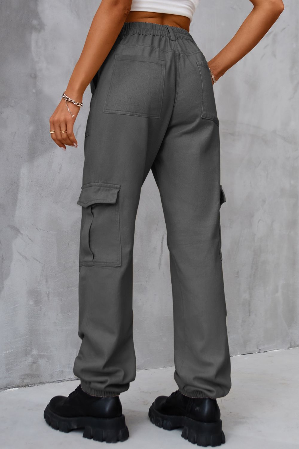Buttoned High Waist Wide Leg Pants