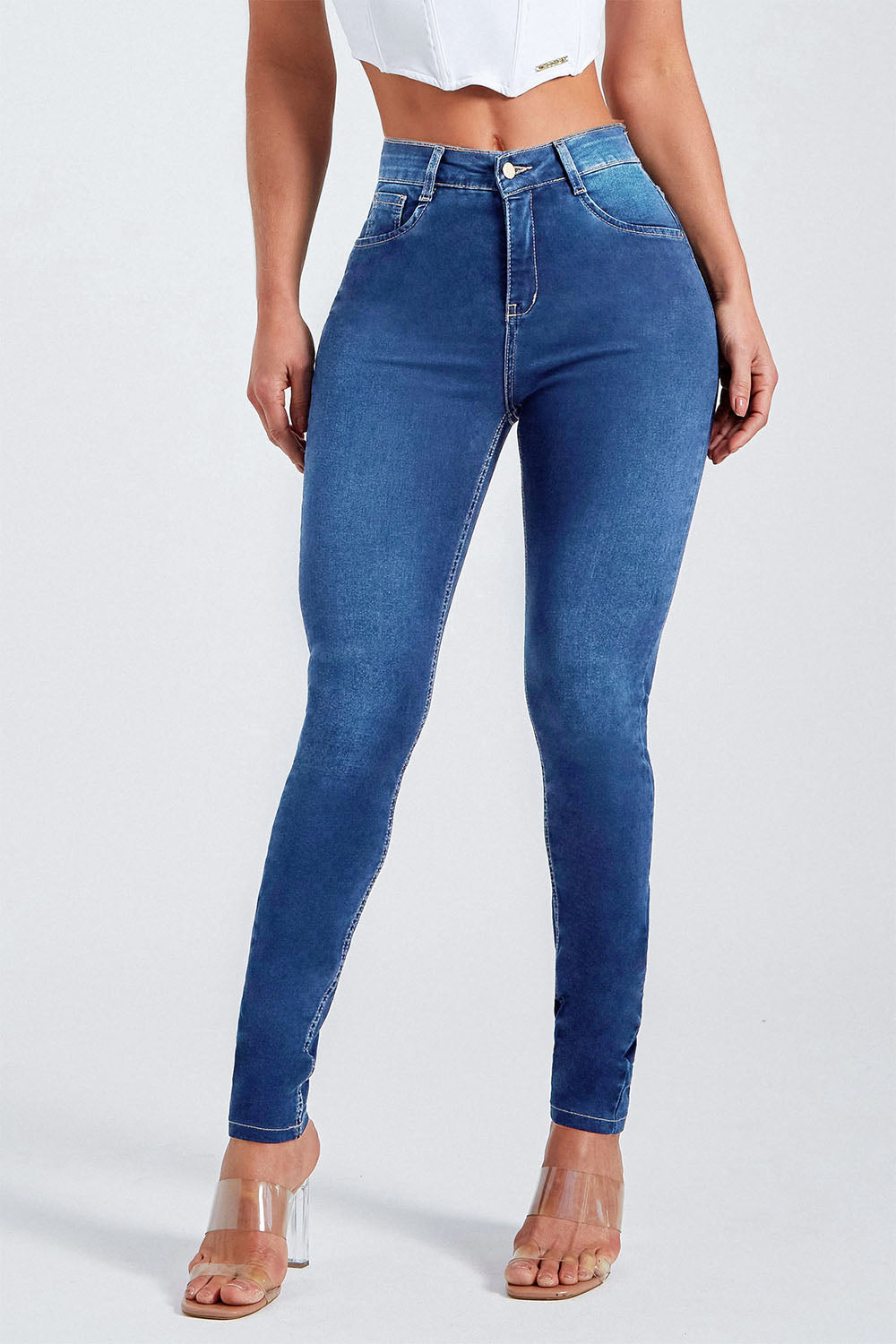 Button Fly Skinny Jeans Pants