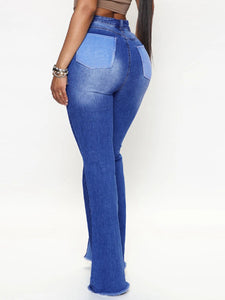 Wide Leg Raw Hem Jeans Pants