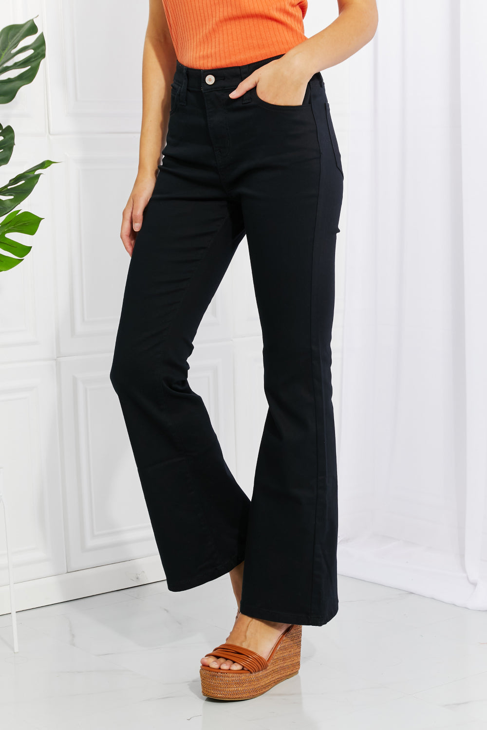 Full Size High-Rise Bootcut Jeans in Black