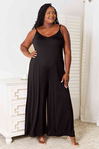 Spaghetti Strap Tied Wide Leg Jumpsuit