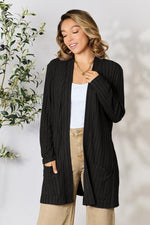 Load image into Gallery viewer, Ribbed Open Front Cardigan with Pockets
