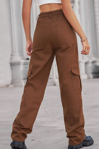 Long Straight Leg Cargo Pants with Pockets