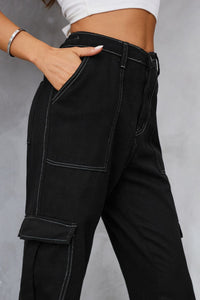 Long Straight Leg Cargo Pants with Pockets