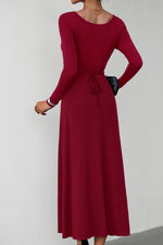 Load image into Gallery viewer, Scoop Neck Long Sleeve Lace-Up Maxi Dress
