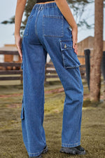 Load image into Gallery viewer, Loose Fit Long Jeans with Pockets

