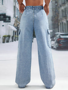 Pocketed Long Jeans Pants