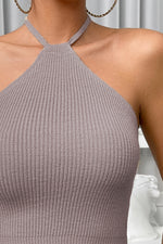 Load image into Gallery viewer, Halter Neck Ribbed Cropped Knit Top
