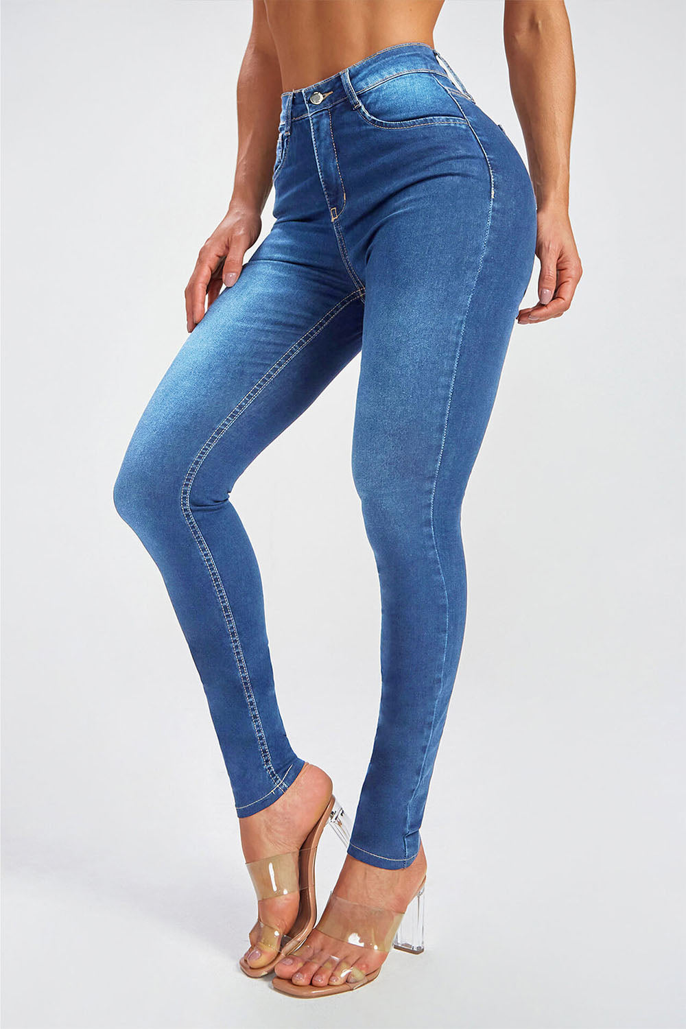 Button Fly Skinny Jeans Pants