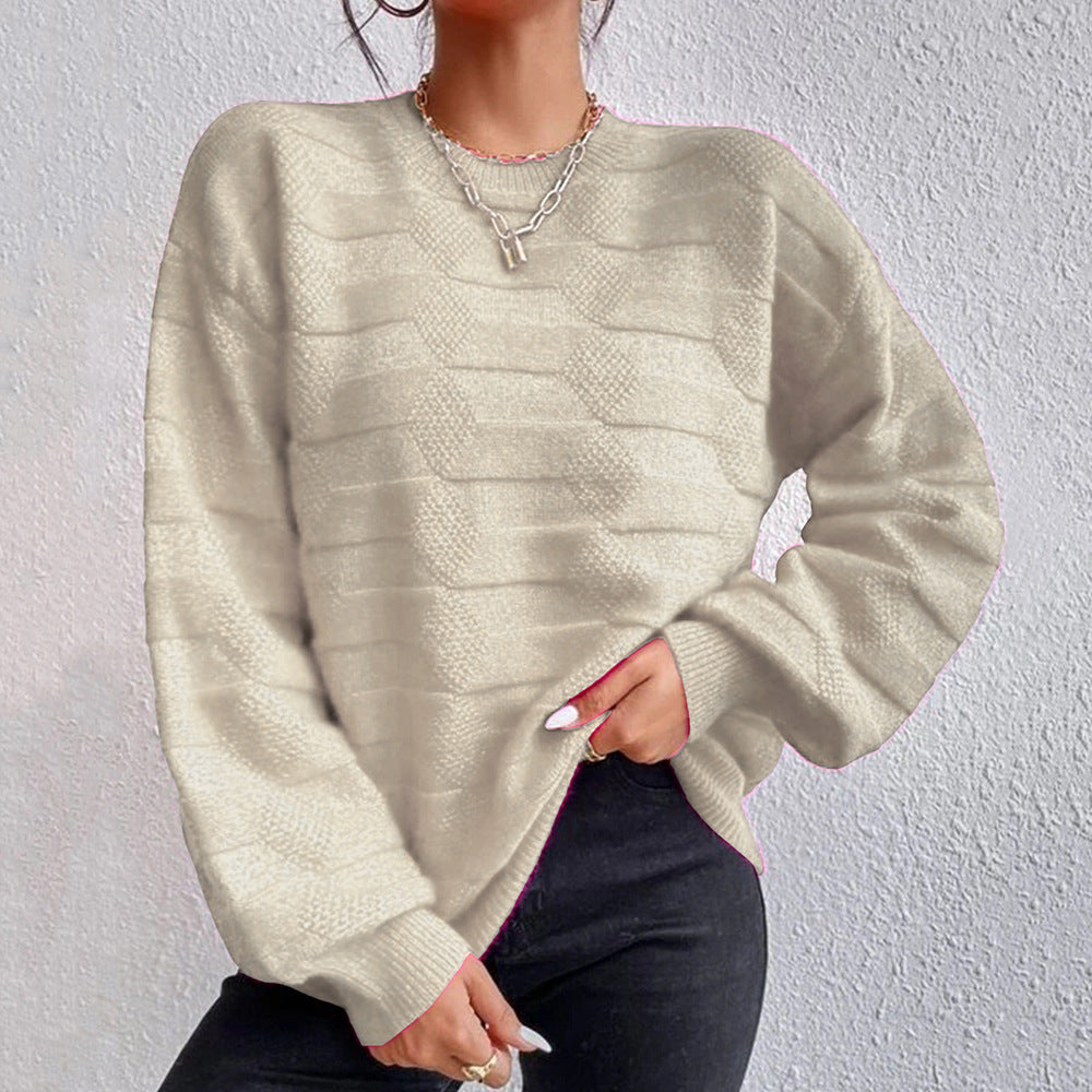 Round Neck Dropped Shoulder Sweater