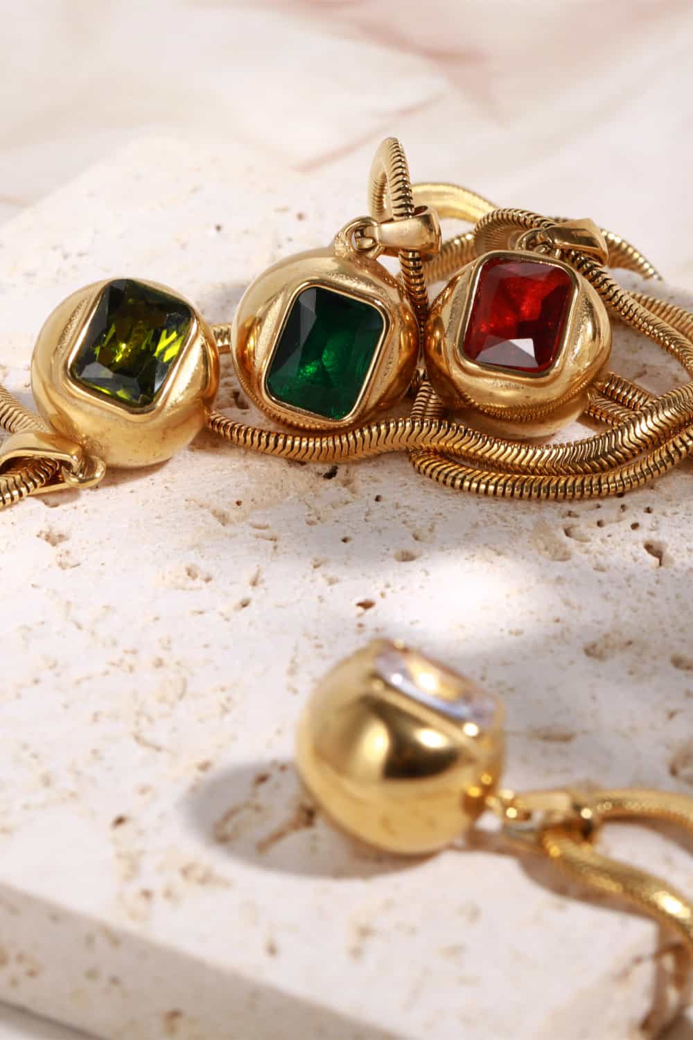 Zircon 18K Gold-Plated Geometrical Pendant Necklace